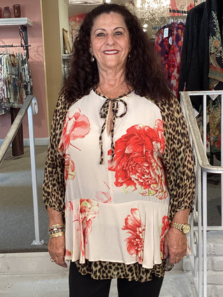 ET337F TIED FLORALL TUNIC