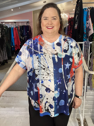 CAP V-NECK TOP - AMERICANA