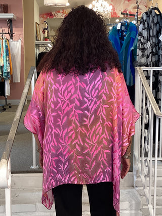 CUT SATIN TUNIC - PINK/ORANGE