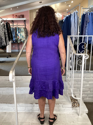 LINEN GAUZE DRESS - PURPLE