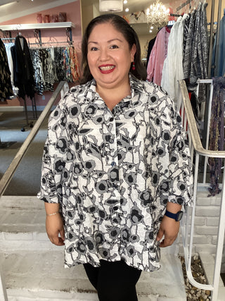 CRINKLE JACQUARD SHIRT -FLOWER