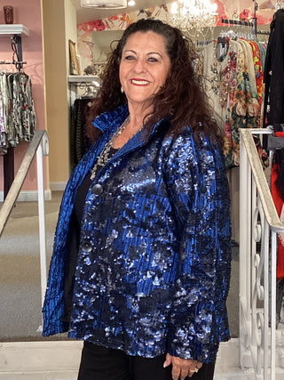 SEQUIN & VELOUR JKT - ROYAL