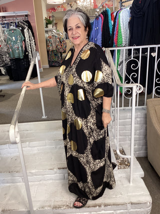 V-NECK GOLD DOT KAFTAN