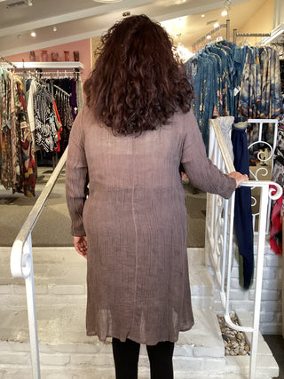 CROSSOVER TUNIC -BROWN CRINKLE