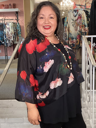 Silk Kimono Jacket - Noir