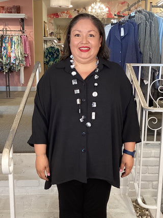 AIRFLOW BUTTON SHIRT- BLACK