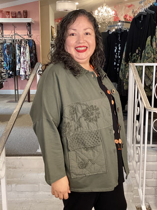MESH COLLAR JACKET - GREEN