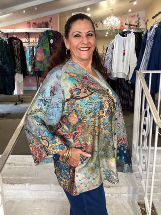 V NECK JACKET/BLOUSE - MANDALA