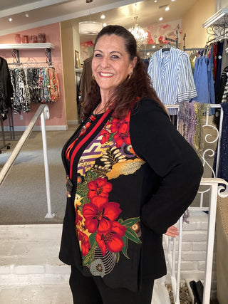 ONE BUTTON JACKET - 3 FLOWERS