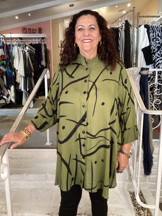 3/4 LUCY BLOUSE - ARIAL OLIVE