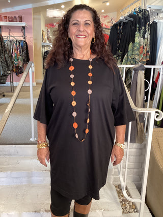 COTTON T SHIRT TUNIC -BLACK