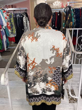 OPEN KIMONO - WAVES & CRANES