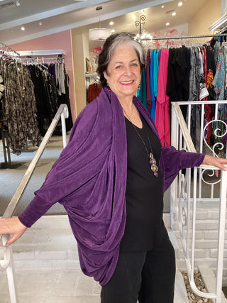 CARDI-TOP PURPLE PLEAT