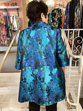 Jacquard Long Jacket Set - Teal
