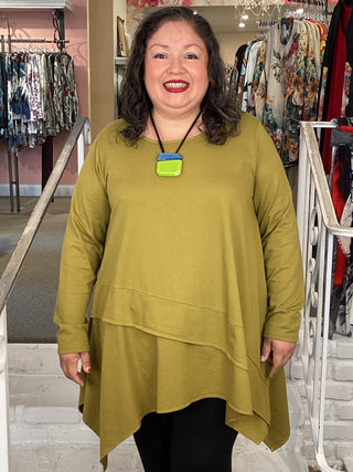 Asymmetric Pullover - Olive