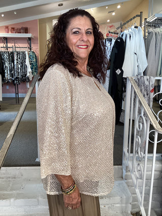 CROCHET TWINSET - TAUPE