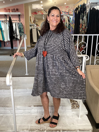 GT1592 Check B&W Dress