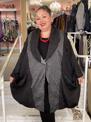 QUILTED JACKET BLACK & STRIPE
