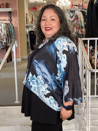 Silk Kimono Jacket - Blue Hydrangea