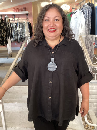 RUCHING S SHIRT - BLACK