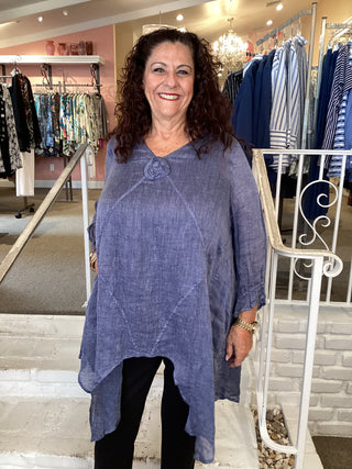 THREAD GAUZE TUNIC - BLUE