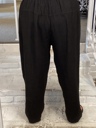 LINEN V TROUSER - BLACK