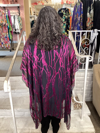RUANA - CUT SATIN - BLK/PINK