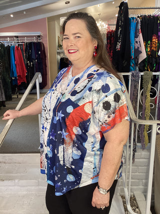 CAP V-NECK TOP - AMERICANA