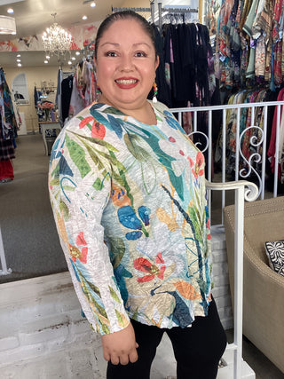 V NECK SLUB TOP - LEMONADE