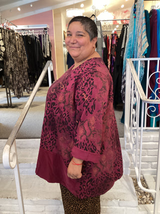 LEOPARD TUNIC - BURGANDY