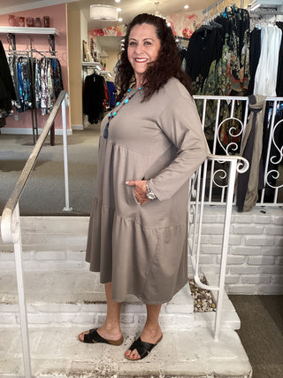 BABY DOLL DRESS - STONE/GREY