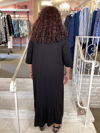 COTTON POCKET FUN DRESS - BLAC