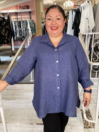 LINEN POCKET MINI CHECK SHIRT