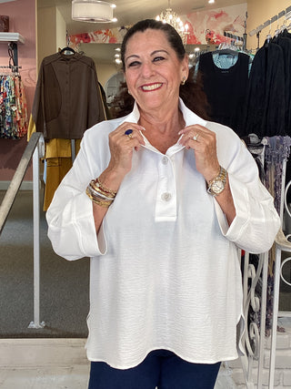 COLLAR AIRFLOW TUNIC - WHITE