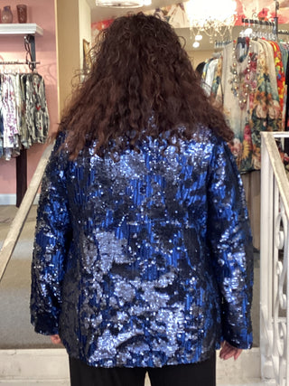 SEQUIN & VELOUR JKT - ROYAL