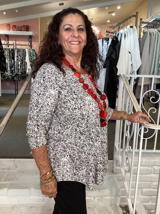 3/4 JAZZ TUNIC - BW ROSETTE