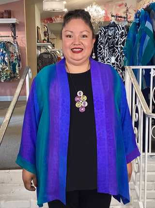 KIMONO - GEORGETTE - PURP/BLUE