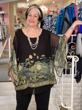 SILK TUNIC-PEACEFUL LOTUS POND