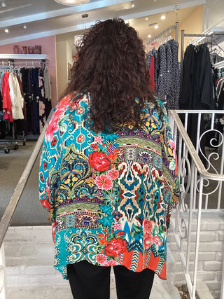 SILK VISCOSE PONCHO - MULTI