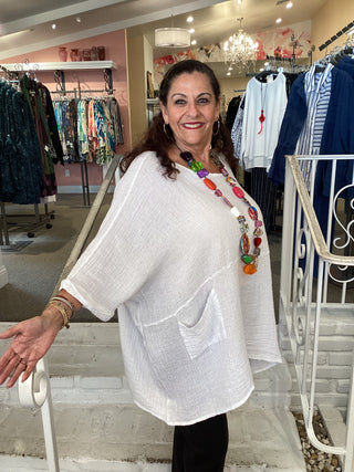 ROZA 2 POCKET TOP - WHITE