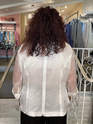 RUFFLE NECK BLOUSE - IVORY/WHT