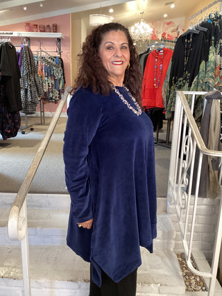 CLARA VELVET TUNIC - NAVY