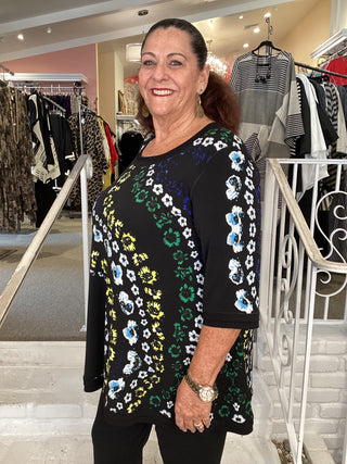 BANDED TUNIC - BLACK HENNA