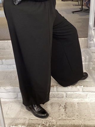 KNIT JACQ PUNTO PANT - BLACK