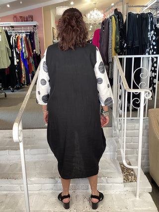 DRESS - WHITE DOT TOP & SLEEVE