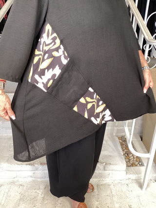 COWL NECK TUNIC - BLACK SAHARA