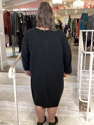 FLOWER CORDURORY DRESS - BLACK