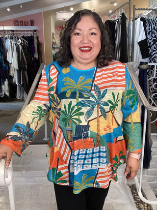 3/4 ROUND HEM TOP - SIESTA