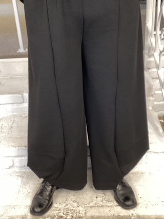 KNIT JACQ PUNTO PANT - BLACK