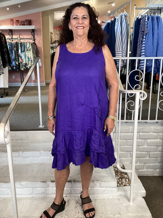 LINEN GAUZE DRESS - PURPLE